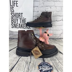 Harley Davidson Dalton Biker Leather Boots Mens Size 8.5 Dark Brown Side Zipper
